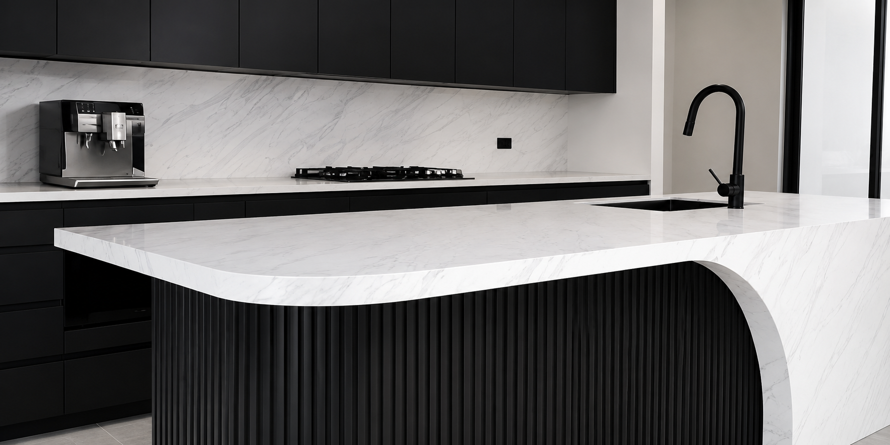 Contemporary Monochrome Kitchen by Luxi Kitchens and Joinery